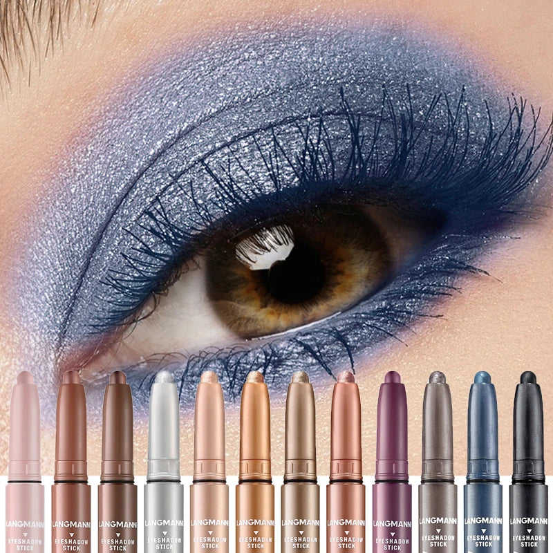 Metallic Pearlescent Eye Shadow Stick Shimmer Blue Eyeshadow Cream Brighten Highlighter Eyeshadow Pen Waterproof Eyeliner