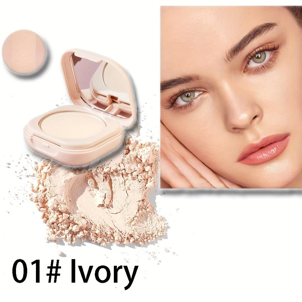 Milk Tea Waterproof Compact Powder - Full Coverage Contour and Concealer Matte Finish Double-Layer Portable Setting Powder