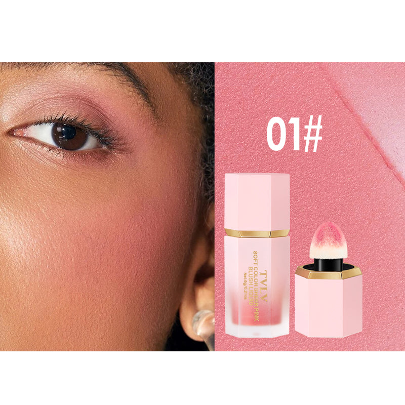 4 Colour Matte Liquid BlushEasy to apply long lasting waterproof blush sponge brush head