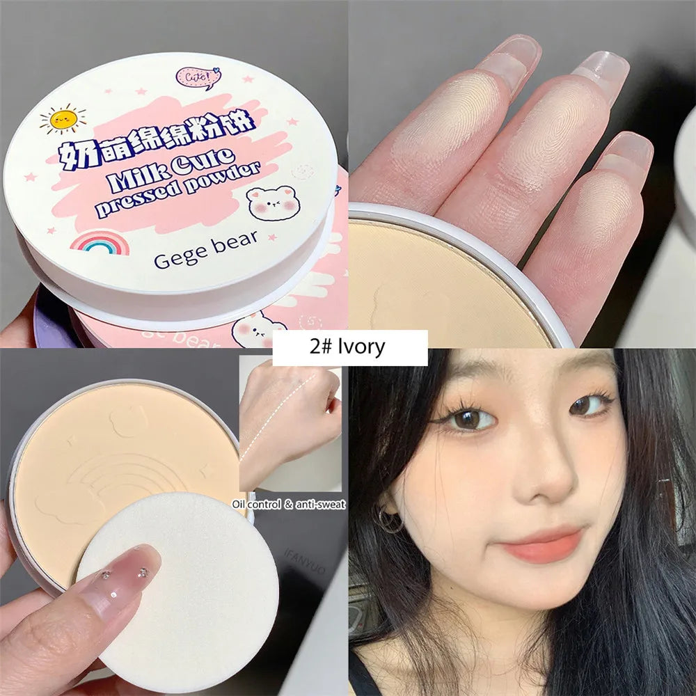 Oil Control Loose Powder Lasting Cute Pressed Powder Waterproof Brightening Concealer Light Breathable Dual-use Face Cosmetics