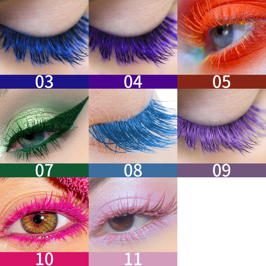 9 Color Mascara Thick Curl Waterproof Natural Eyelash Long Lasting Blue White Green Pink Black Eye Makeup Korean cosmetics