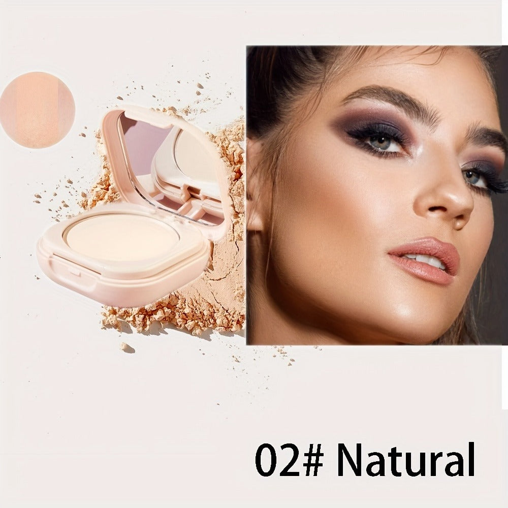 Milk Tea Waterproof Compact Powder - Full Coverage Contour and Concealer Matte Finish Double-Layer Portable Setting Powder