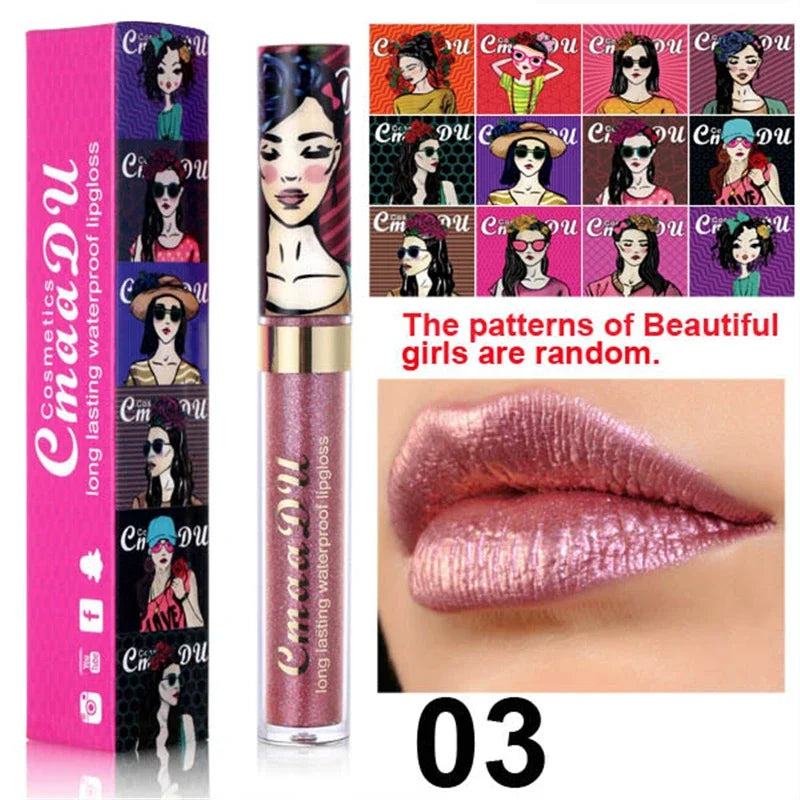 shimmer lip gloss beauty girl diamond glitter lip tint waterproof long lasting 12 color gold flash liquid lipstick makeup
