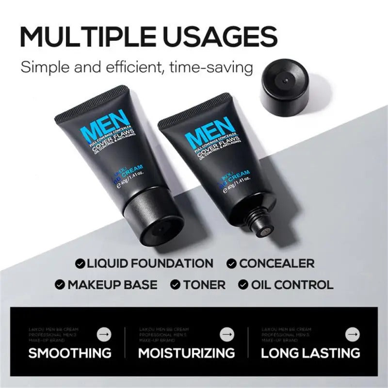 Men'S BB Cream Natural Waterproof for Oil Control Acne Treatment Concealer Skin Improvement Deep Cleansing Cosmetics 40g