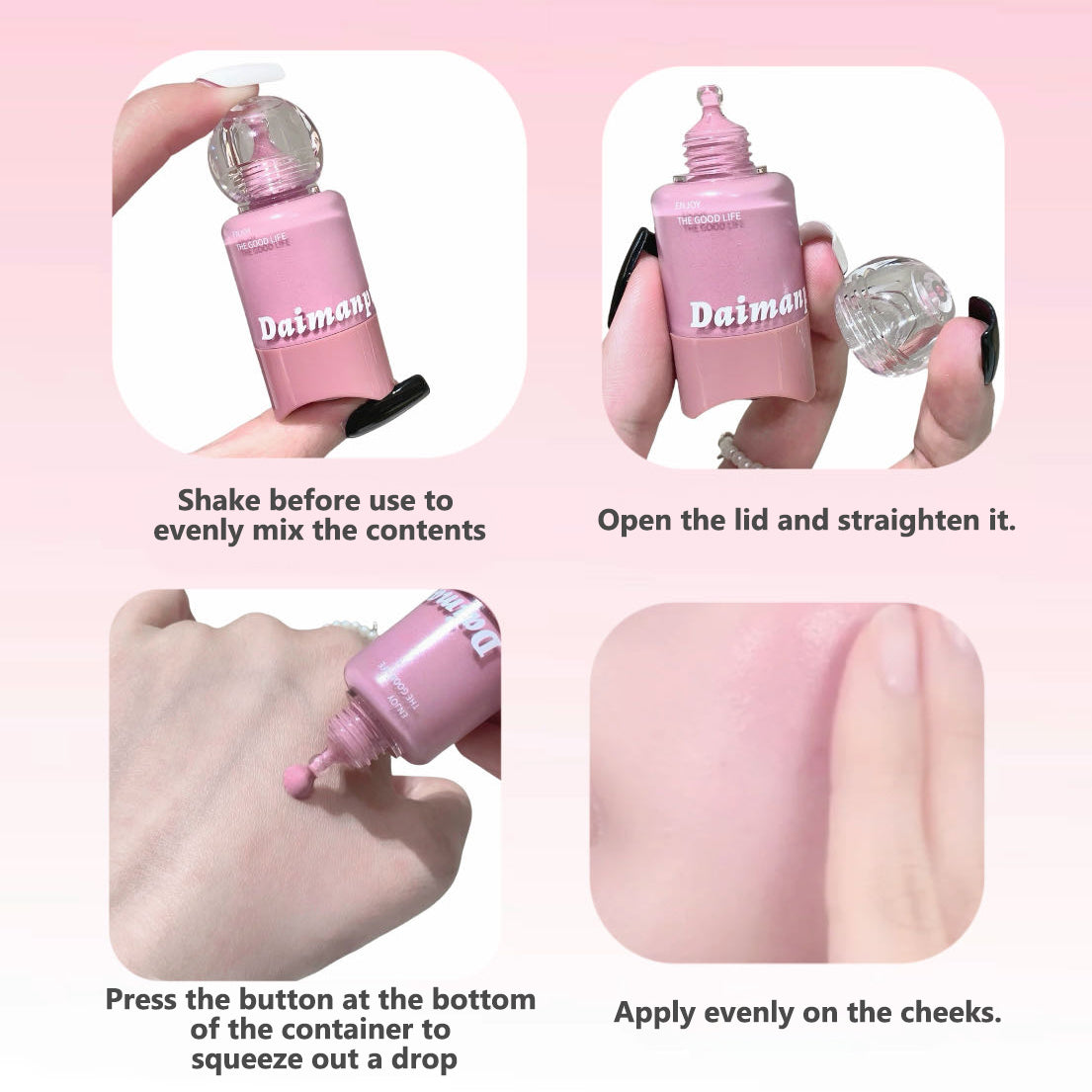 Vitality Pink Pressed Blush Liquid Water Light Expansion Color Cheek Tint Makeup Rouge