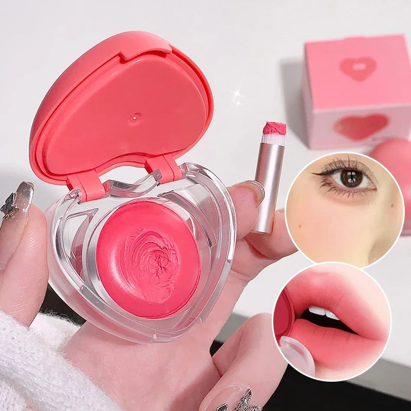 Heart-shaped Blush Cream Lip Cheek Dual-purpose Lip Mud Long-Lasting Tender Look Uplifting Color Matte Monochrome Blusher Cream