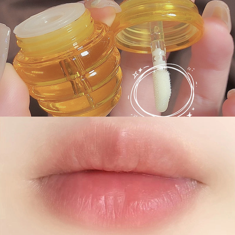 1PC Lip Oil Honey Peach Lip Care Moisturizing Unisex Lip Balm Fade Lip Lines Lip Masks Not Sticky Glossy Clear Lip Gloss Primer