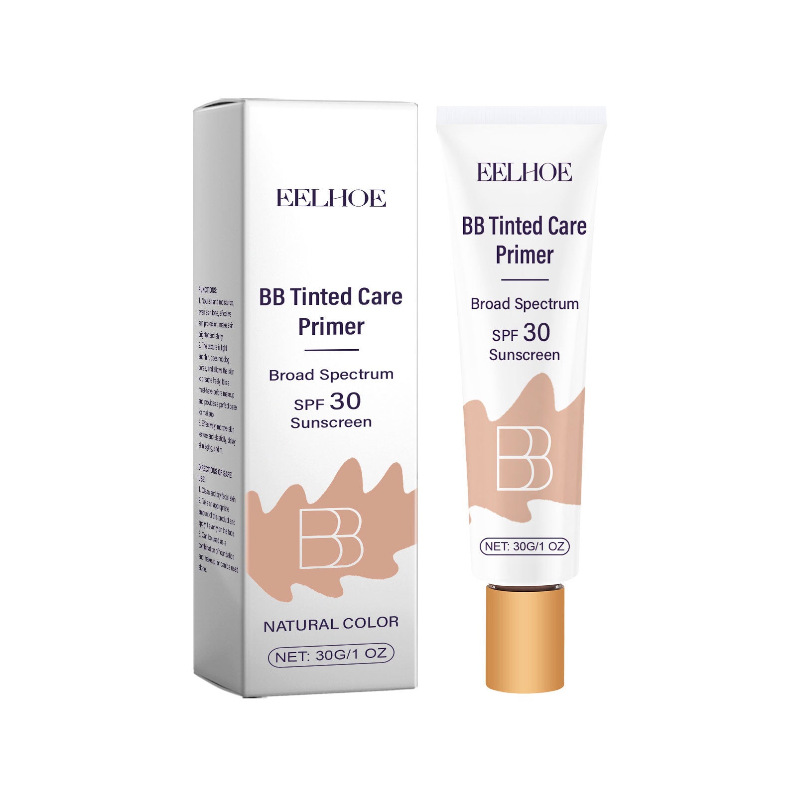 Tinted BB Cream with SPF 30 Full Coverage Nude Makeup Facial Foundation Waterproof