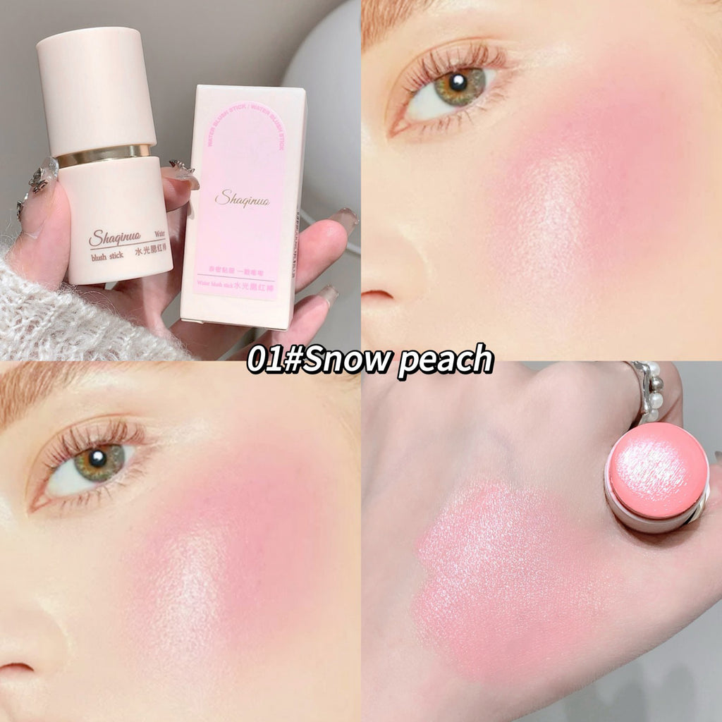 Cream Blush Stick - Watery Glow Long-Lasting Natural Tint Korean-Style Cheek Makeup for Fresh Look