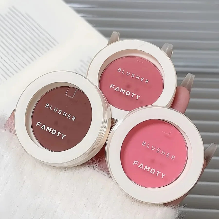 Monochrome Face Blush Palette Longlasting Waterproof Pressed Powder Matte Blush for Contouring Cheeks Travel Cosmetics