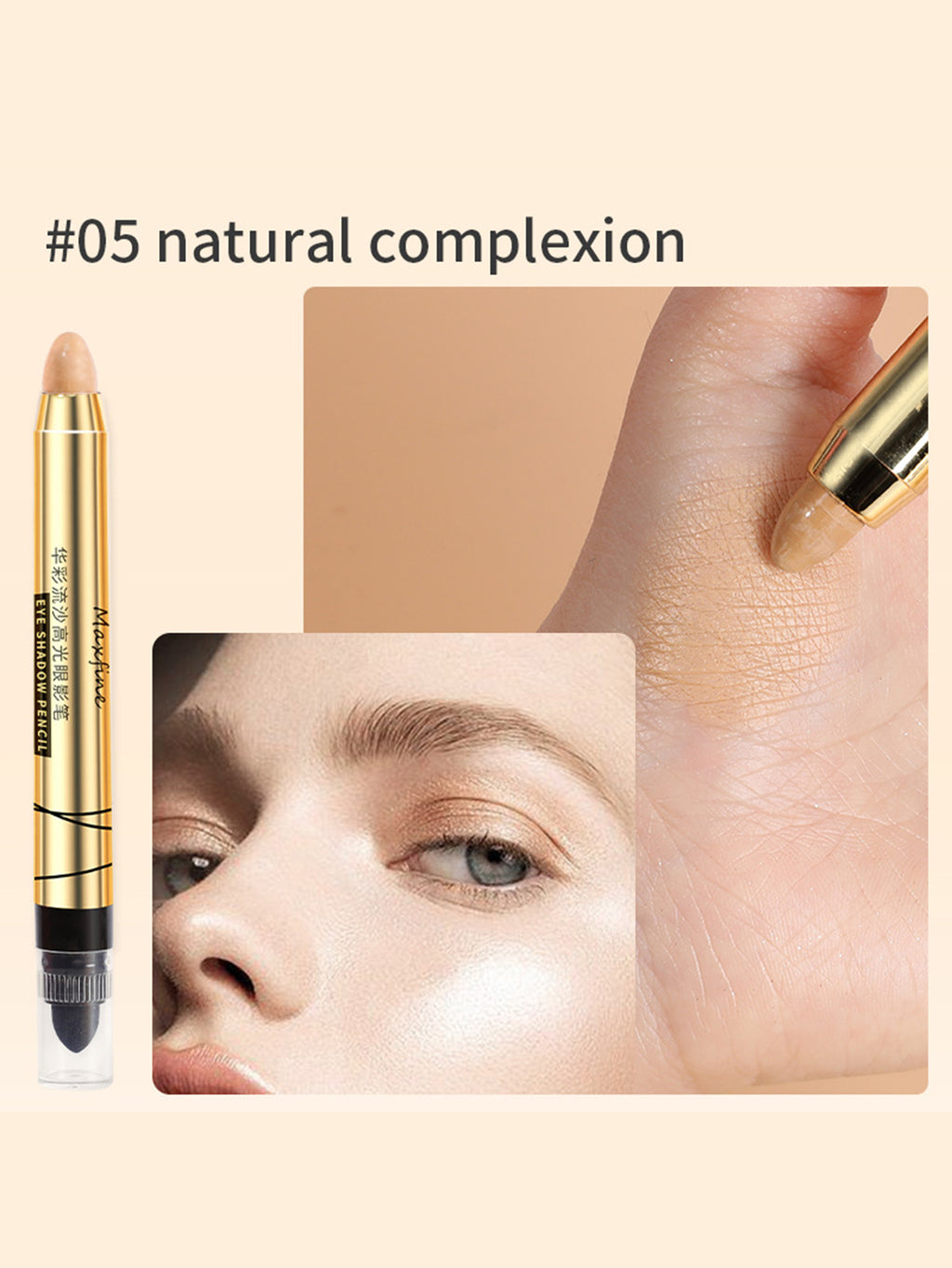 High Gloss Eyeshadow Pencil Double End Beads Bright Flash Eyeshadow Stick Anti Sweat Long Acting High Color Eyeshadow