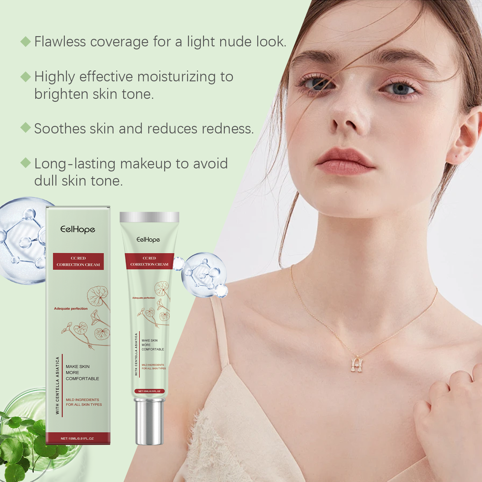Centella Asiatica  Cream Foundation Color Correcting Facial Repair BB Cream Full Coverage Natural Concealer Whitening Liquid
