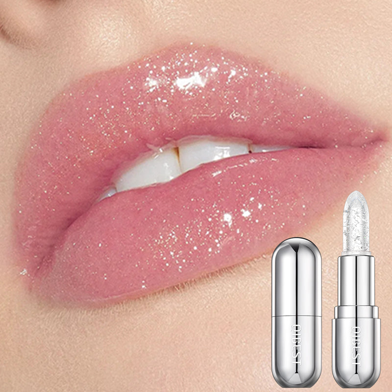 Glitter Lipstick Lip Balm Color Change Transparent Moisturizing Crystal Jelly Pearlescent Lip Plumper Gloss Tint Cosmetic