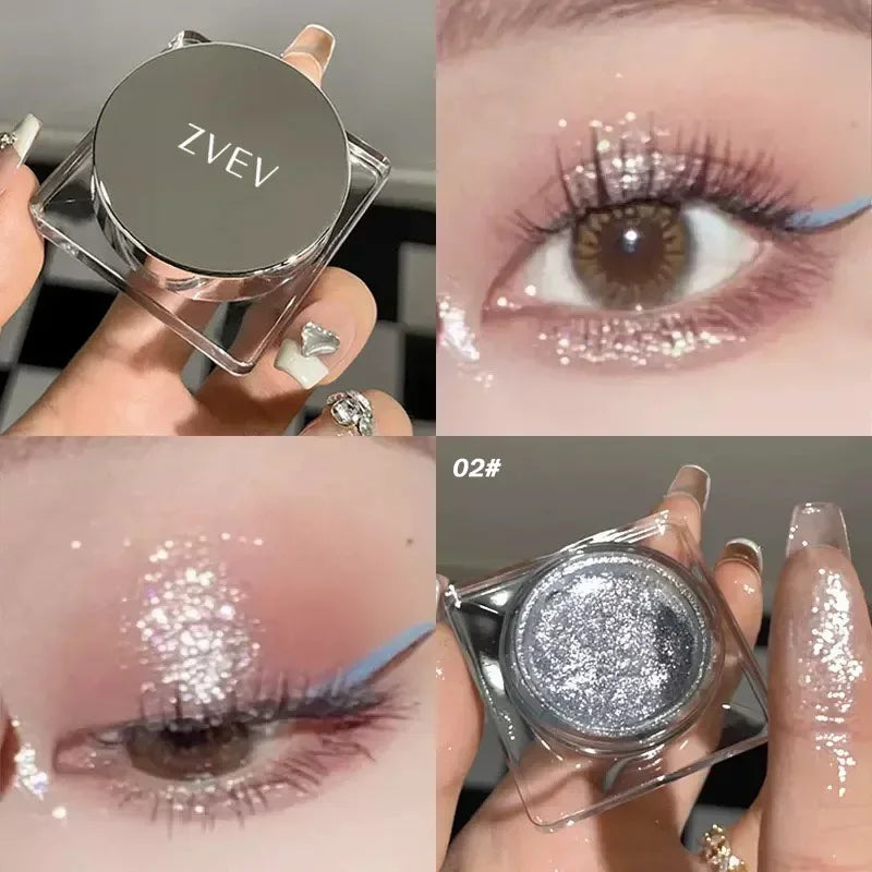 Liquid Gel Eyeshadow Pearl Glitter Body Highlighter Monochrome Diamond Shimmer Silkworm Brighten Highgloss Sequins Quick Drying