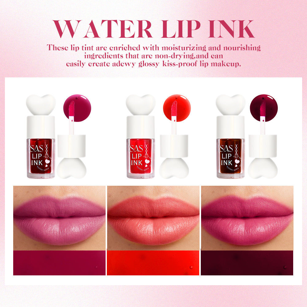 Lip ink  moisturizing  long-lasting waterproof easy to color non-stick cup lip stain  heart shape liquid lipstick