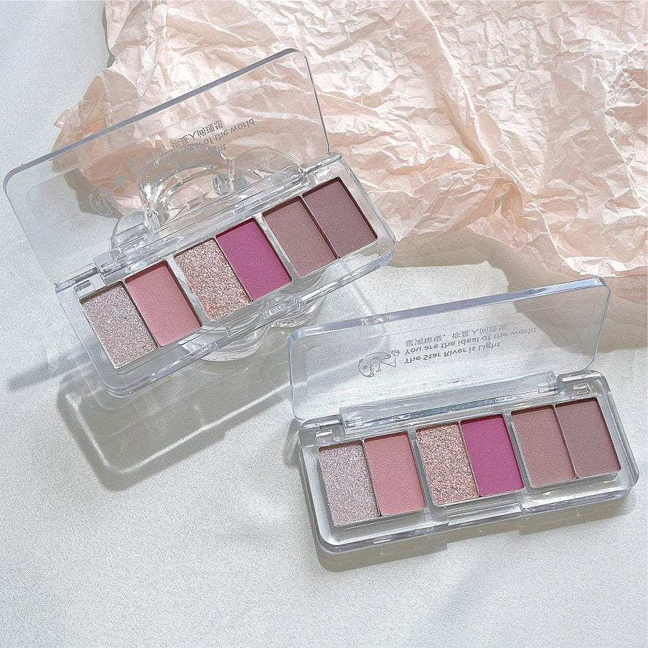 6Color Glitter Eyeshadow Strip Palette Brightening Waterproof Matte Gradient Blue-green Summer Lying Silkworm Eye Pigment Makeup