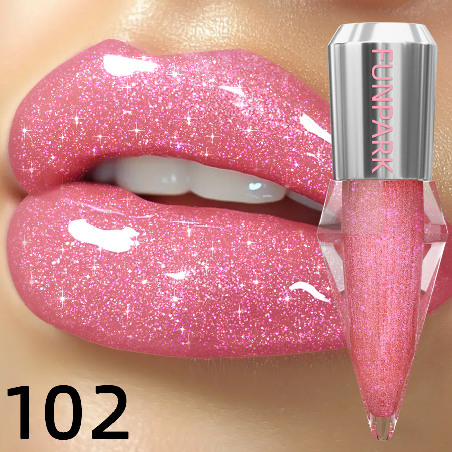 8 Color Glitter Shimmer Lip Gloss Moisturizing Lip Tinted Fuller Lip Effect Diamond Liquid Lipstick Makeup Sexy Lip Care Gifts