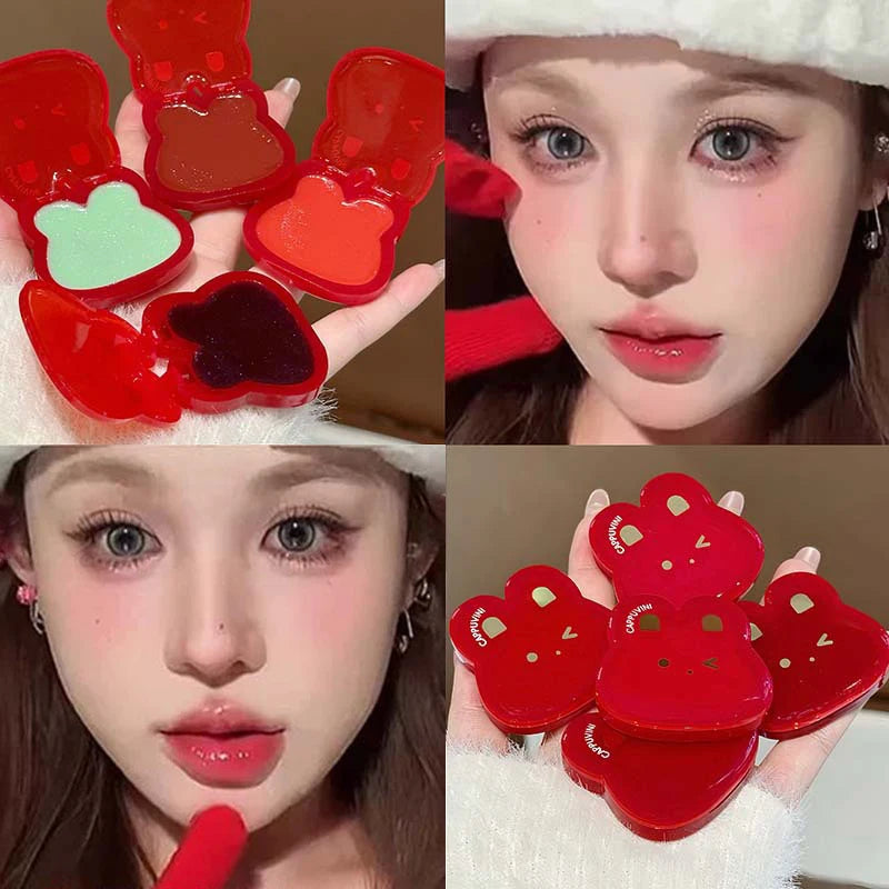 Cute Rabbit Water Gloss Cheek Cream Monochrome Blush Paste Mud Pink Tint Brighten Cheek Contour Rouge Waterproof Makeup Blusher