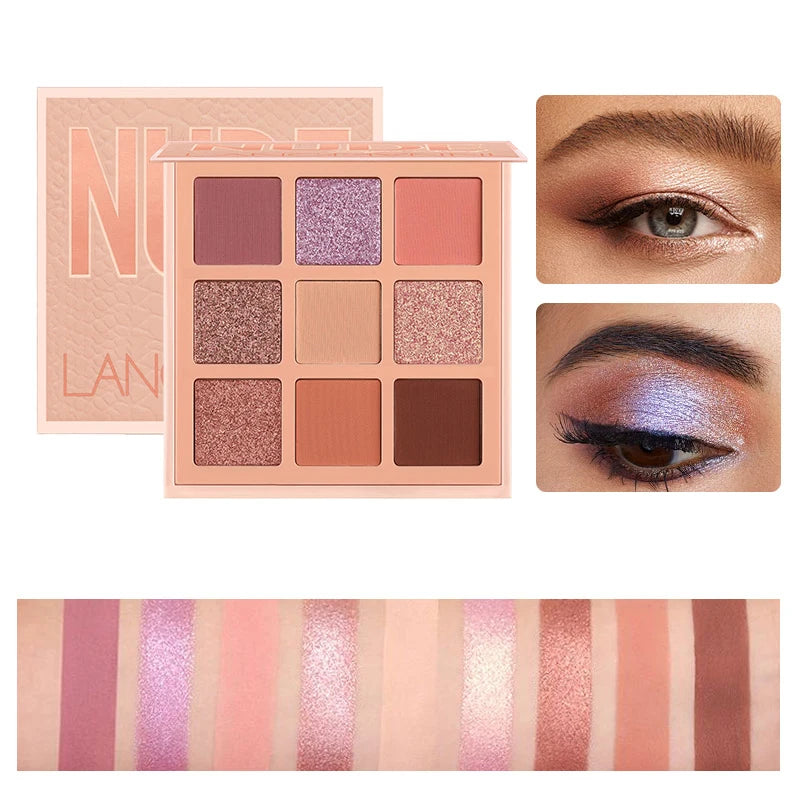 9 Colors Nude Eyeshadow Powder Makeup Palette Matte Shimmer Eye Pigmented Powder Make Up Warm Earth Color Eyeshadow