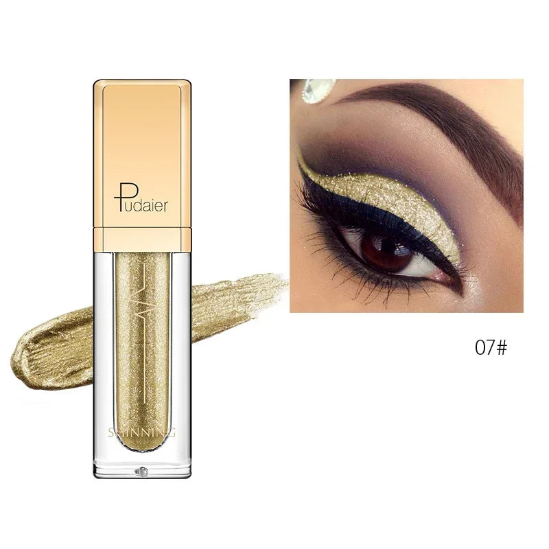 New Make Up Liquid Eyeshadow Waterproof Glitter Pigments Purple Gold Metalic Women Beauty Gel Eye Shadow Cream 18 Colors