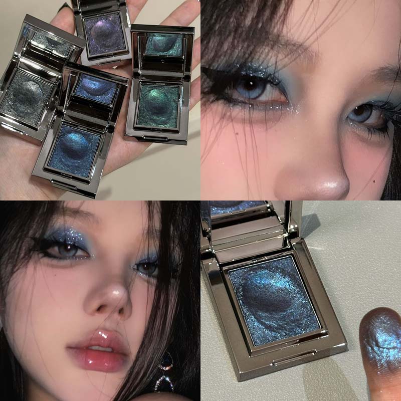 Metallic Glitter Eyeshadow Cream Sparkling Mousse Shimmer Highlighter Pressed Pigments Ice Purple Pearlescent Eyeshadow Palette