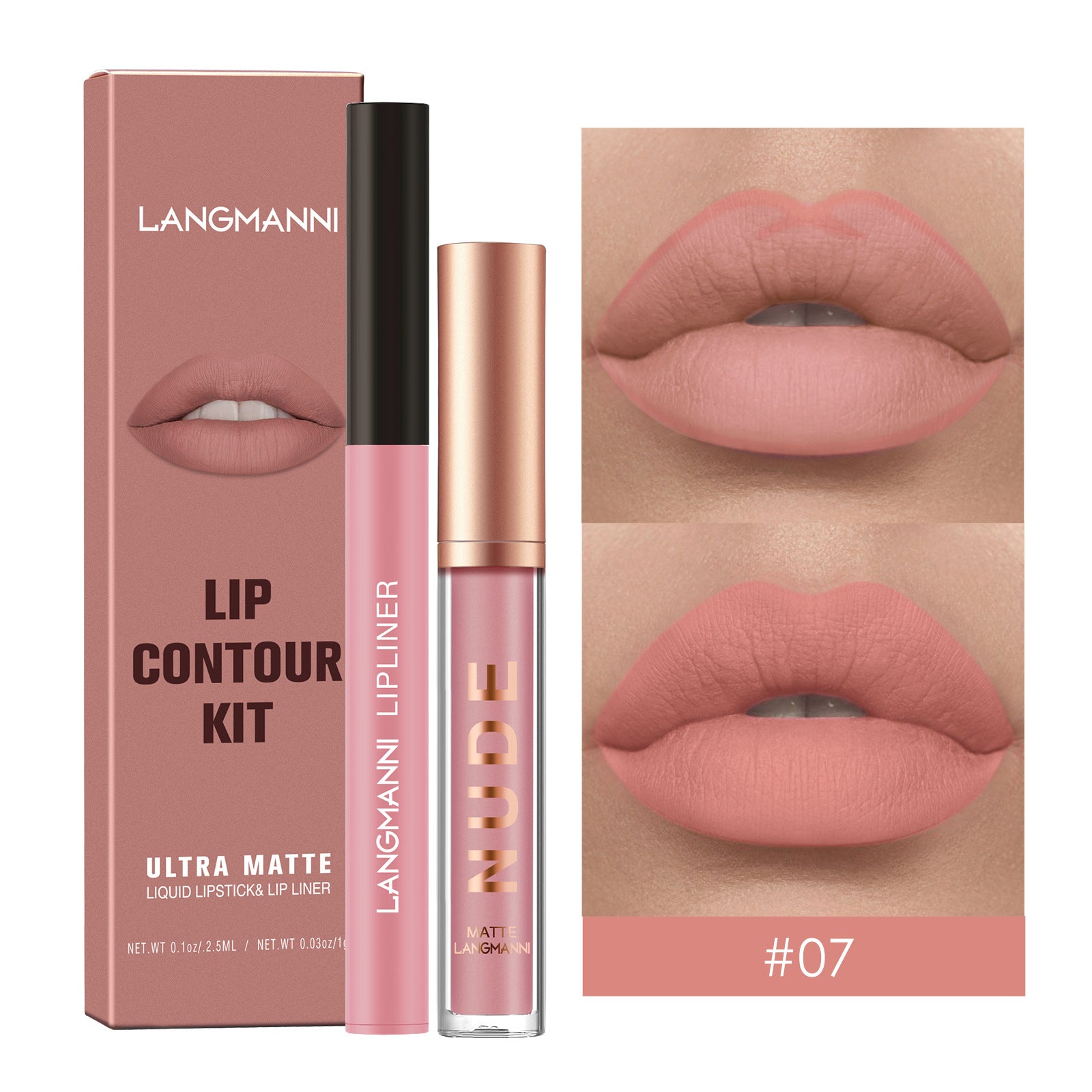 Waterproof Lasting Matte Velvet Lip Gloss Lip Liner Set 2pcs/set Lipliner Pen and Lip Gloss Combination Set Lips Contour
