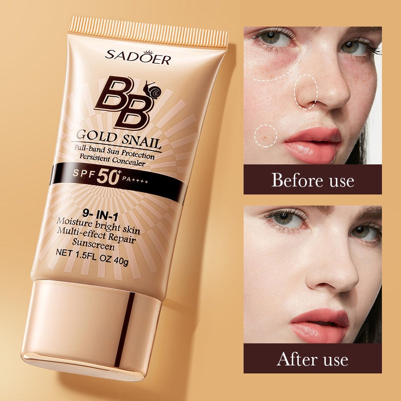 Gold Snail Sunscreen BB Cream Foundation Concealer Moisturizing Isolation Cream SPF50+PA+++ 40g
