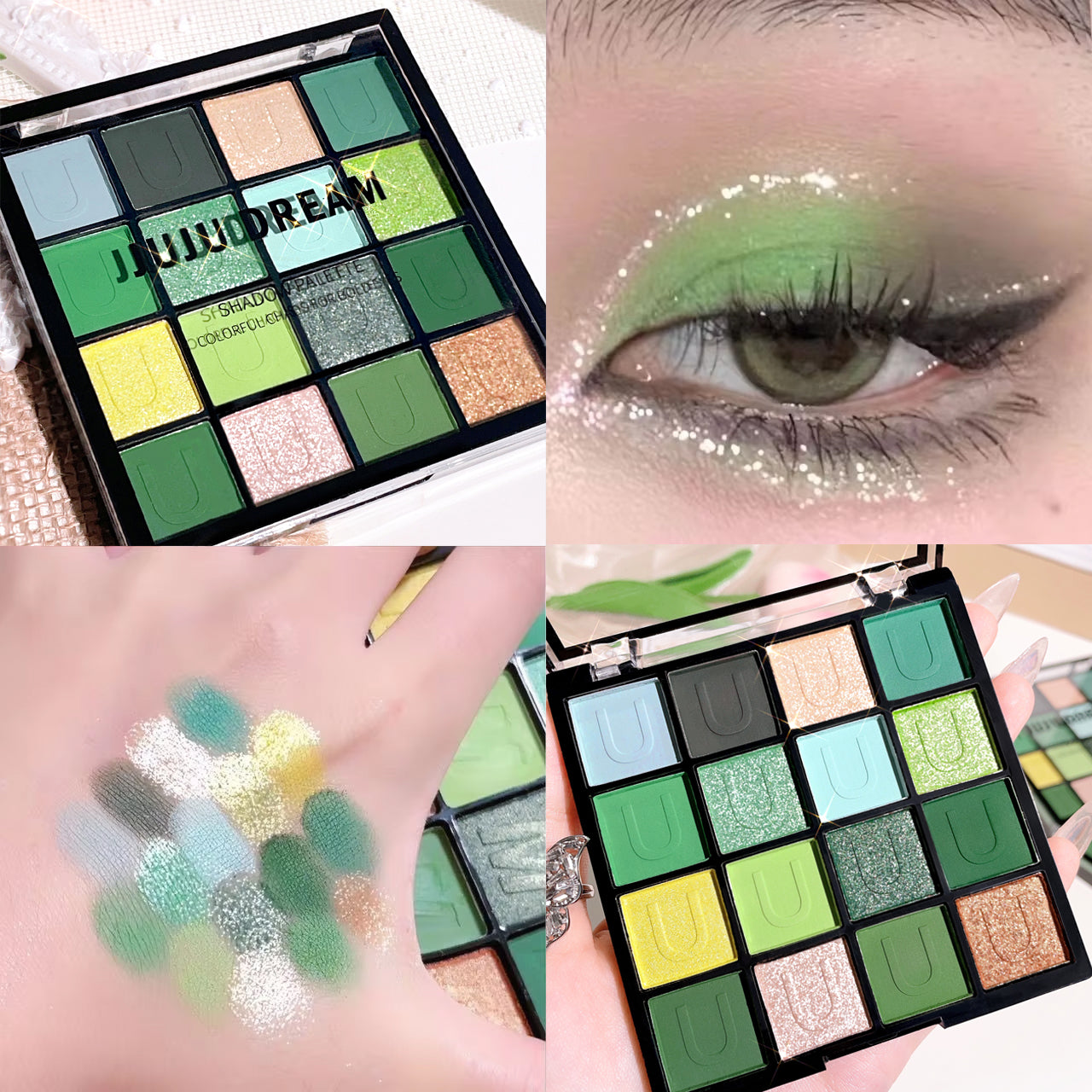 16 grid red eyeshadow tray Purple  glitter pearl matte eyeshadow Shimmer makeup lasting women  Korean eye cosmetics