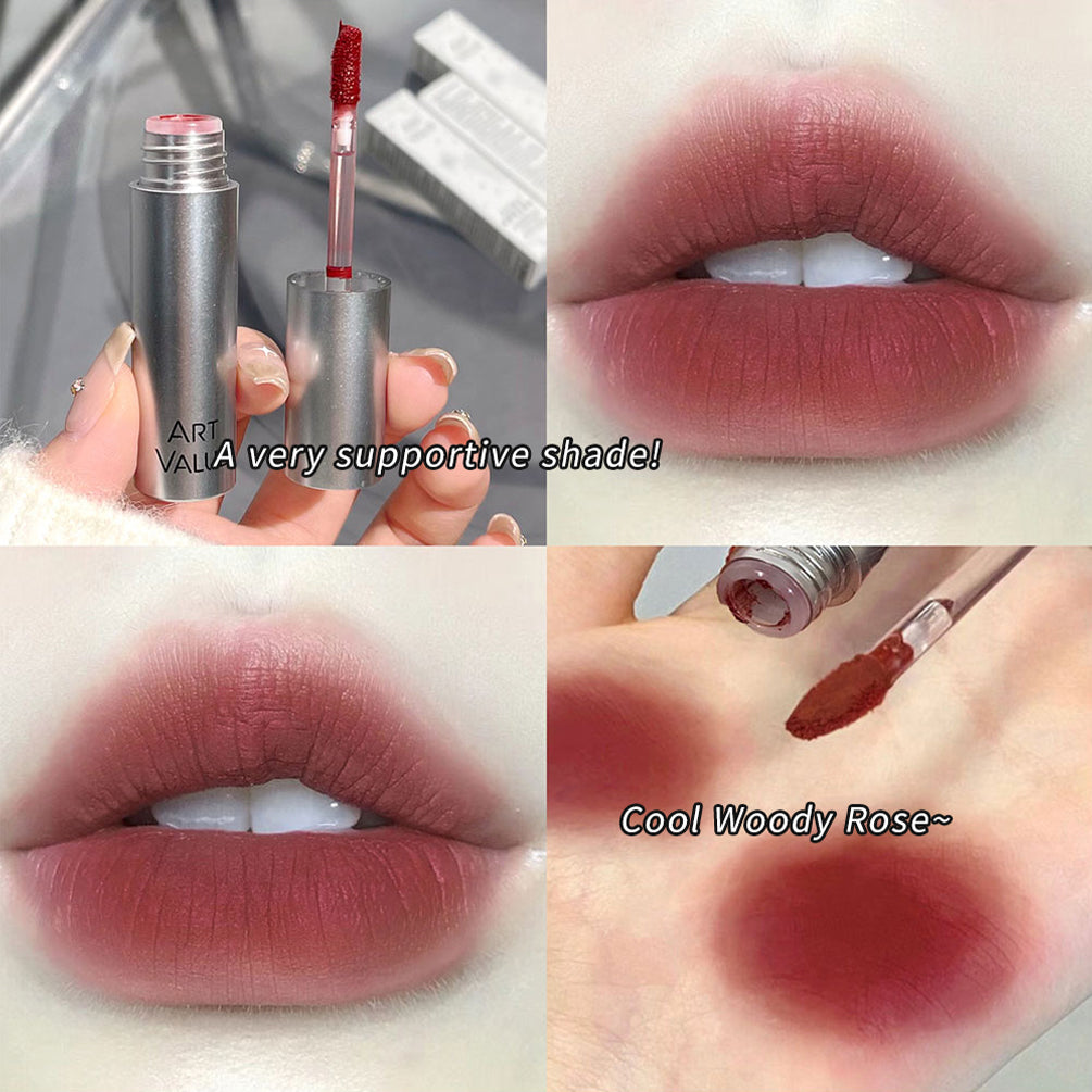 Silver Tube Lip Gloss 6 Colors Nude Matte Lipstick Waterproof Long Lasting Women Red Lip Tint Mud Velvet Lip Glaze Cosmetics
