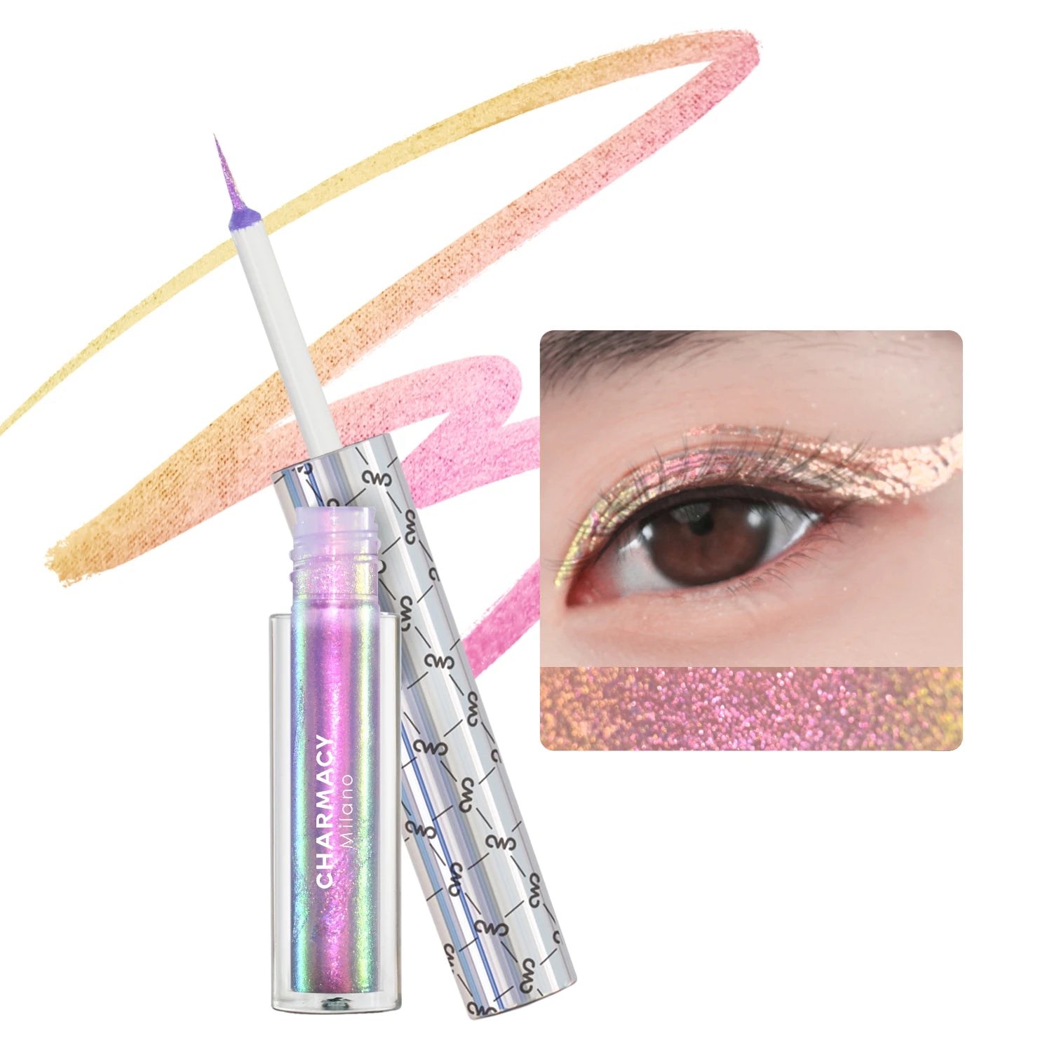 New Color Duochrome Glitter Liquid Eyeliner Waterproof Long-lasting Ultra-Fine Tip Smudge-proof Eye Liner Makeup