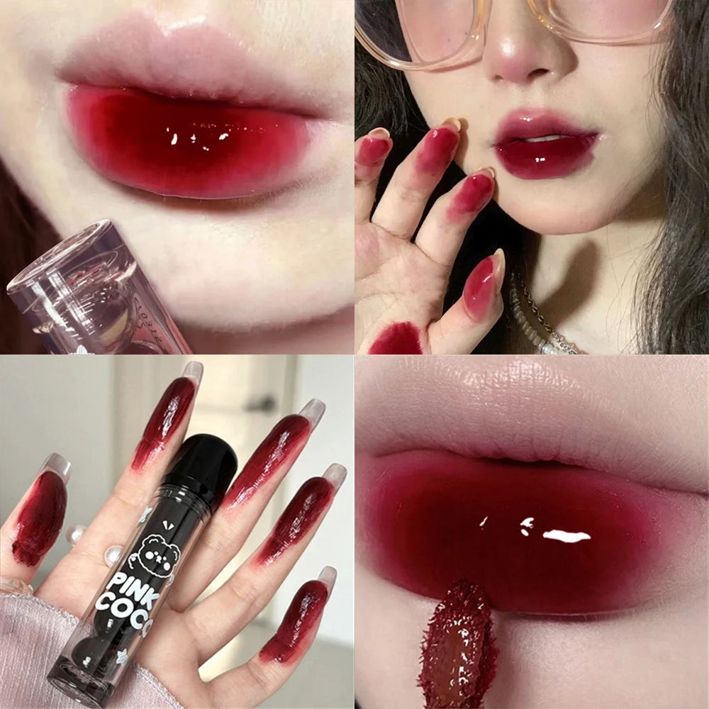 Dark Red Brown Mirror Lip Glaze Water Light Moisturizing Non-Fading Lip Gloss Highly Pigmented Sexy Liquid Lipstick Lip Cosmetic