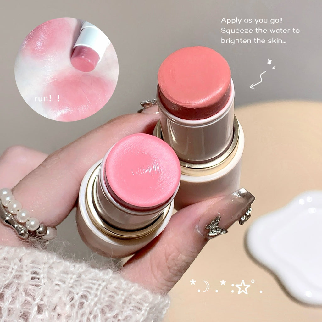 Cream Blush Stick - Watery Glow Long-Lasting Natural Tint Korean-Style Cheek Makeup for Fresh Look