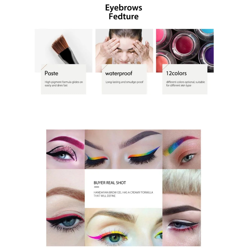 Colorful Eyebrow Cream Gel High Pigment Brows Tint Waterproof Long lasting Eye Brow Dye With Brushes Decorate Cosmetic