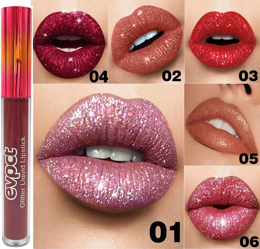 Waterproof Diamond Shimmer Glitter Lip Gloss 15 Colors Matte Glitter Liquid Lipstick Diamond Pearl Colour Lip Gloss Sexy