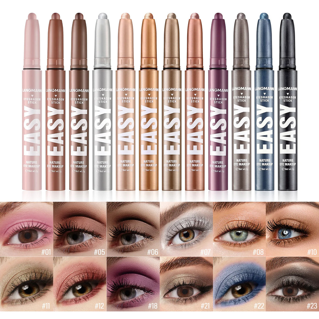 Metallic Pearlescent Eye Shadow Stick Shimmer Blue Eyeshadow Cream Brighten Highlighter Eyeshadow Pen Waterproof Eyeliner Makeup