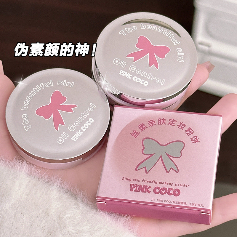bow makeup powder oil control concealer repair plate makeup powder long-lasting waterproof powder