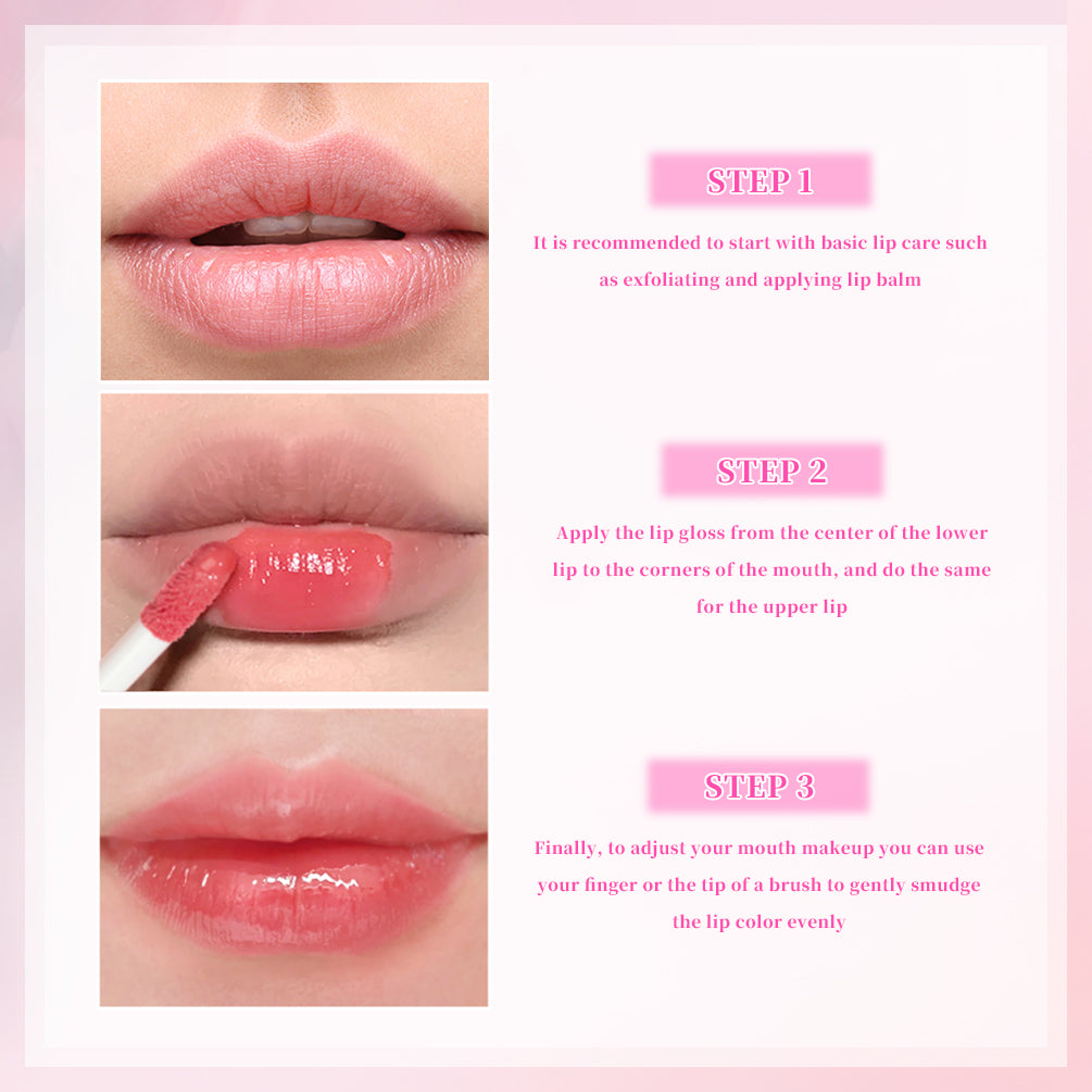 Mirror Lip Gloss Liquid Lipstick Watery Clear Lip Glaze Moisturizing Lasting Lip Glaze Non-Sticky Plump Lip Tint Makeup