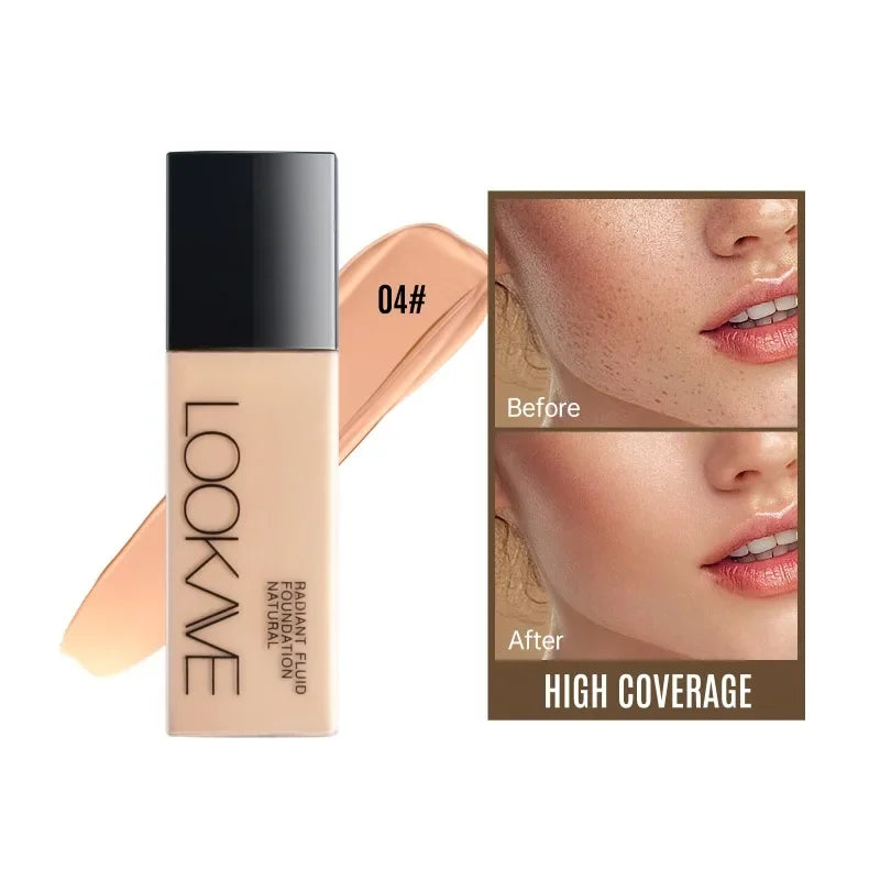 Full Cover Matte Foundation Lasting Moisturizing Brighten Concealer Liquid Foundation Waterproof  Base Makeup Cosmetics