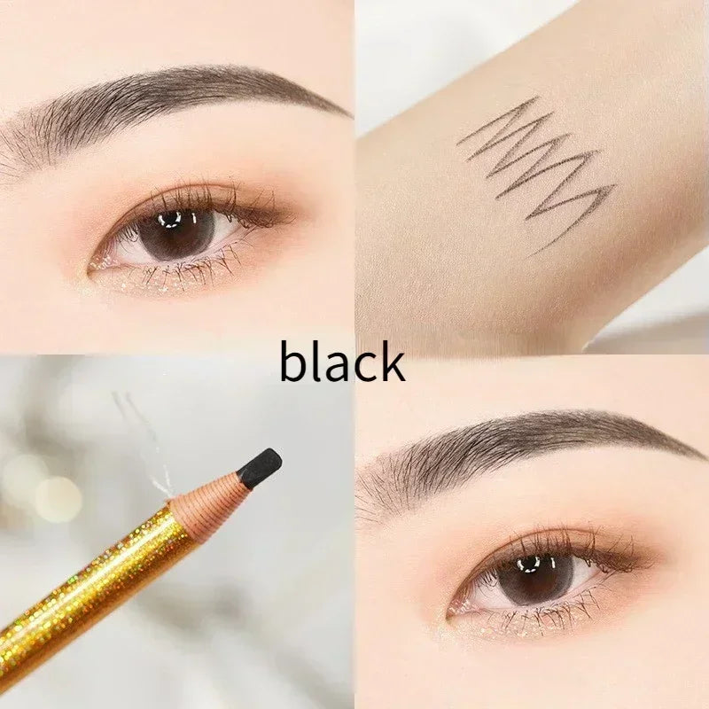 Eyebrow Pencil Waterproof and Non-smudge Genuine Wood Hard Core Wholesale Wood Eyebrow Pencil Eyebrow Pen Golden