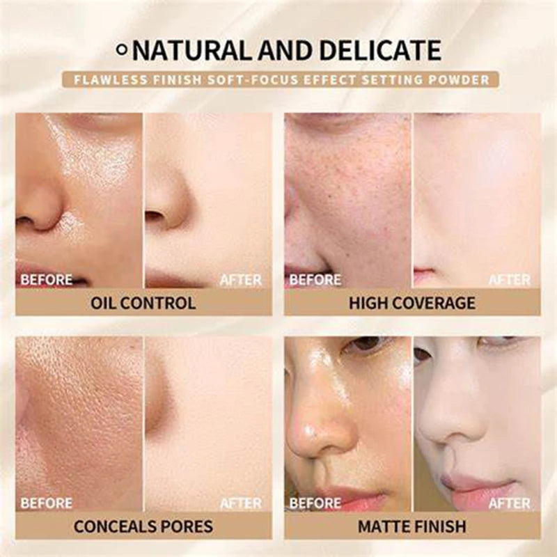 3-in-1 Double-Layer Aloe Vera Matte Powder Foundation Waterproof Sweatproof Long-Lasting Oil Control for Summer Makeup Set