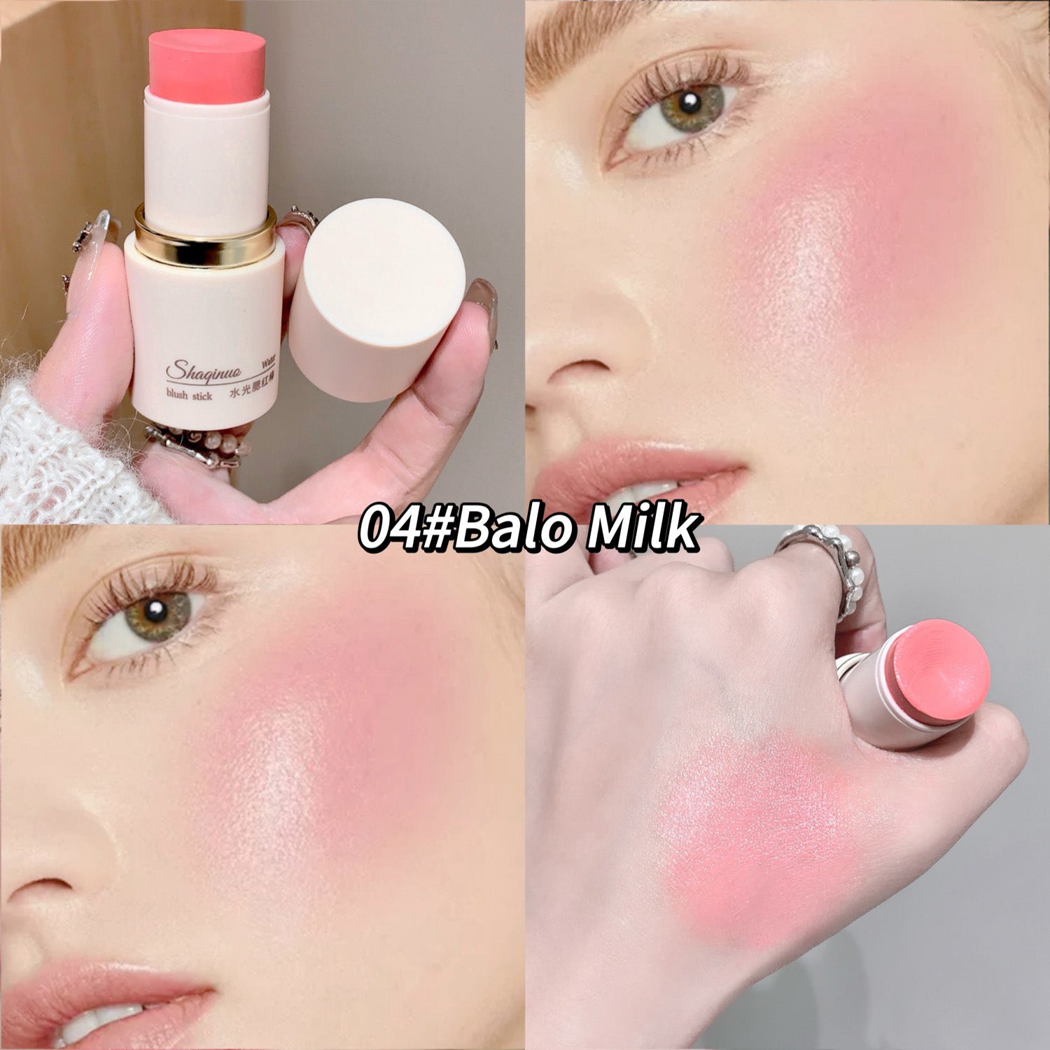 Cream Blush Stick - Watery Glow Long-Lasting Natural Tint Korean-Style Cheek Makeup for Fresh Look
