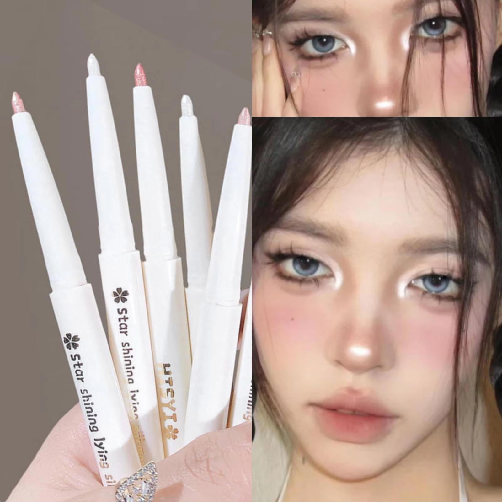 Two-In-One Lying Silkworm Pen Brightens down Waterproof Sweat-Proof Non-Smudge High-Light 3D Liquid Eyeliner Pen