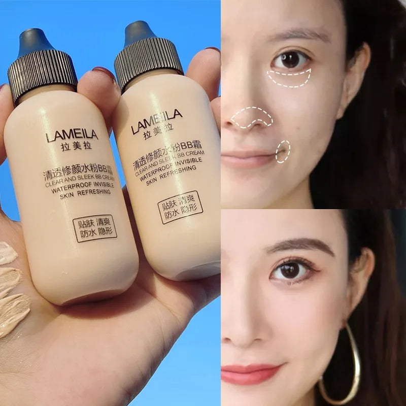 3Colors High Coverage Concealer Face Liquid Foundation Makeup Waterproof Base Cream Brighten Whitening Matte Foundation Cosmetic