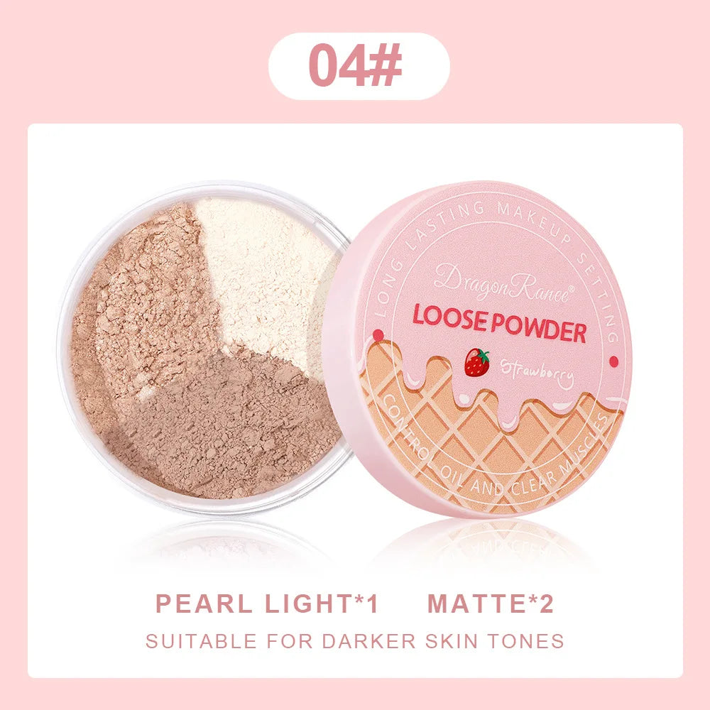 3Color Matte Face Loose Powder Waterproof Oil Control Facial Makeup Powder Natural Smooth Pearlescent Setting Powder Brightening