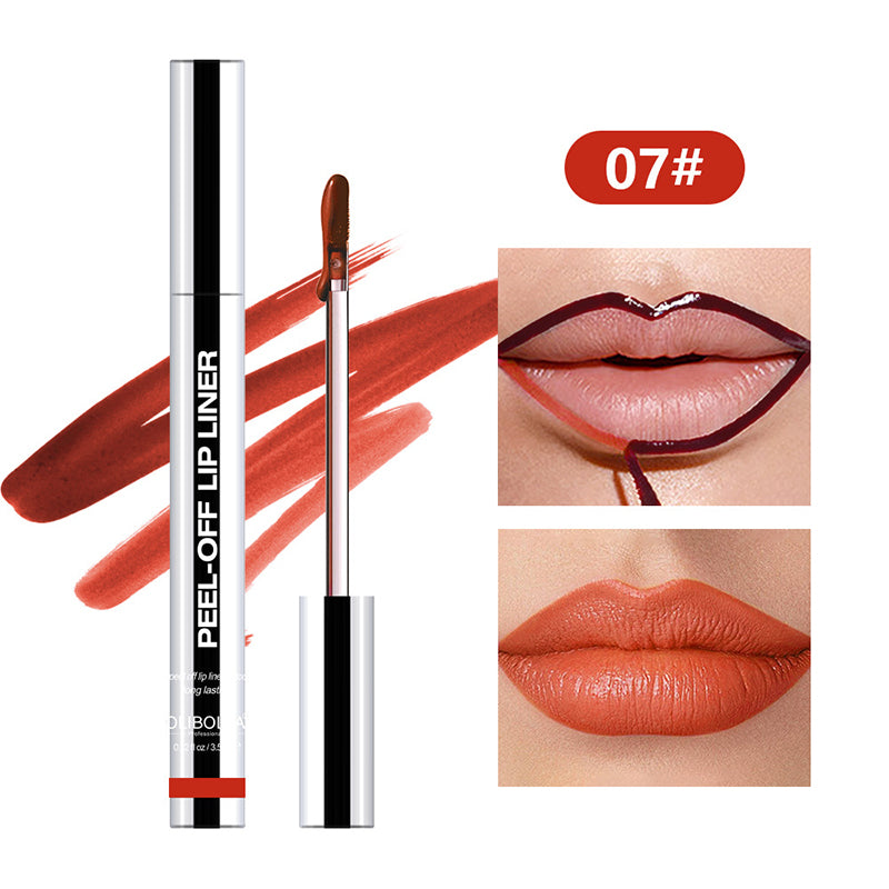 Lip Liner Waterproof Peel Off Tattoo Lip Gloss Waterproof Long Lasting Matte Lip Tint Brown Contour Tear-off Lips Stain