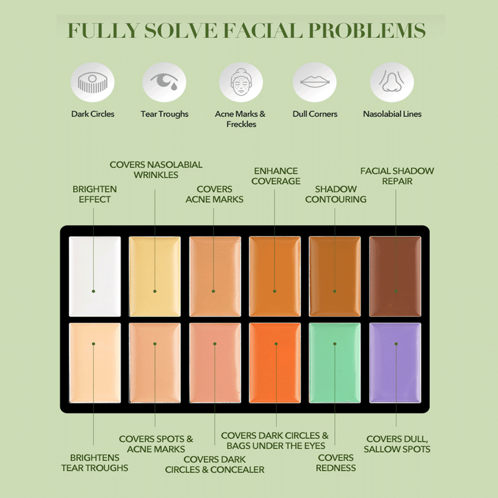 12-Color Concealer Foundation Cream Covers Acne Marks Dark Circles Full Coverage Suit for All Skin Primer Makeup Cometics