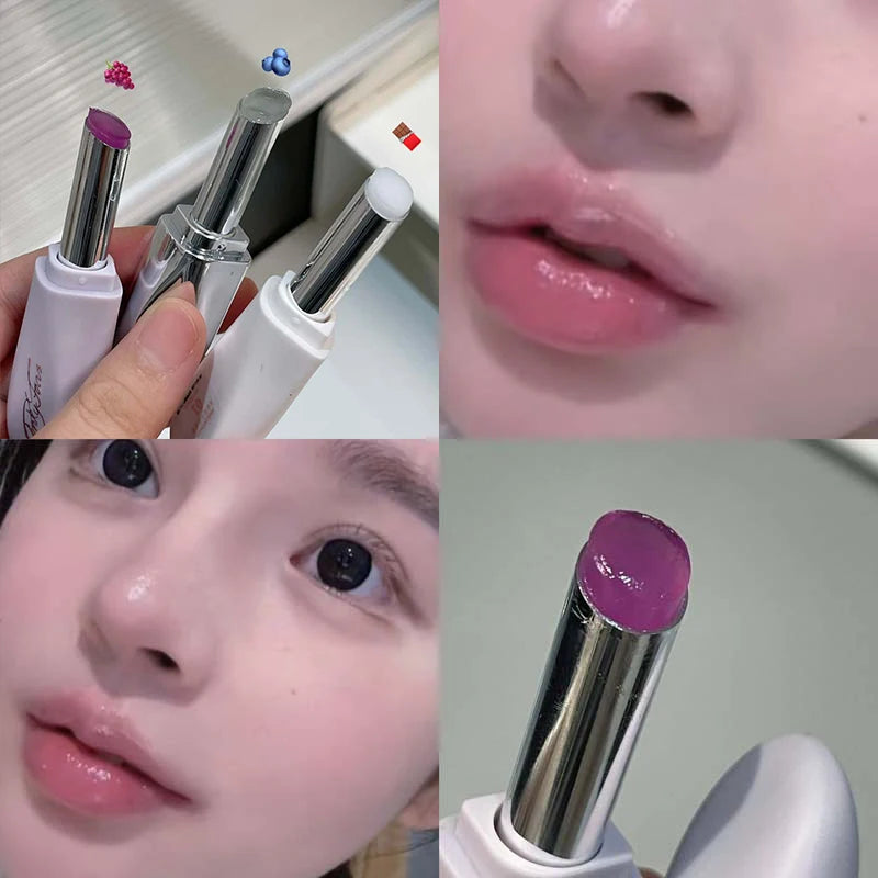 Fruit Grapes Lip Balm Moisturizing Lipstick Transparent Solid Jelly Lip Tint Nude Lipstick Primer Makeup Colorless Lips Care