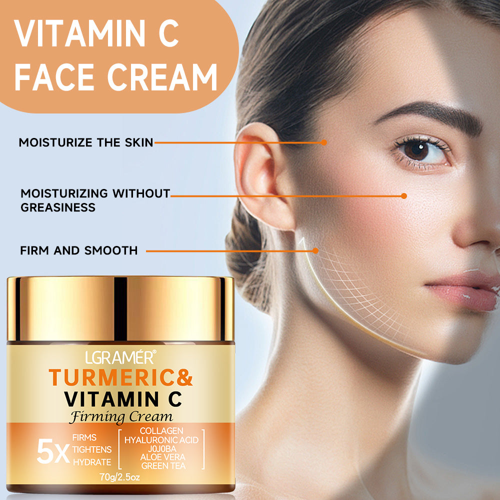 Turmeric Vitamin C Face Cream Smooth Wrinkle Moisturizing Firming Collagen Lightening Repairing Smooth Skincare Whitening Cream