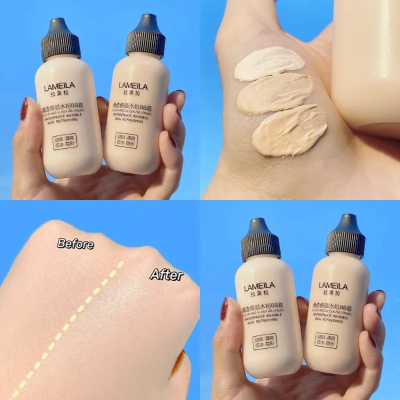 3Colors High Coverage Concealer Face Liquid Foundation Makeup Waterproof Base Cream Brighten Whitening Matte Foundation Cosmetic