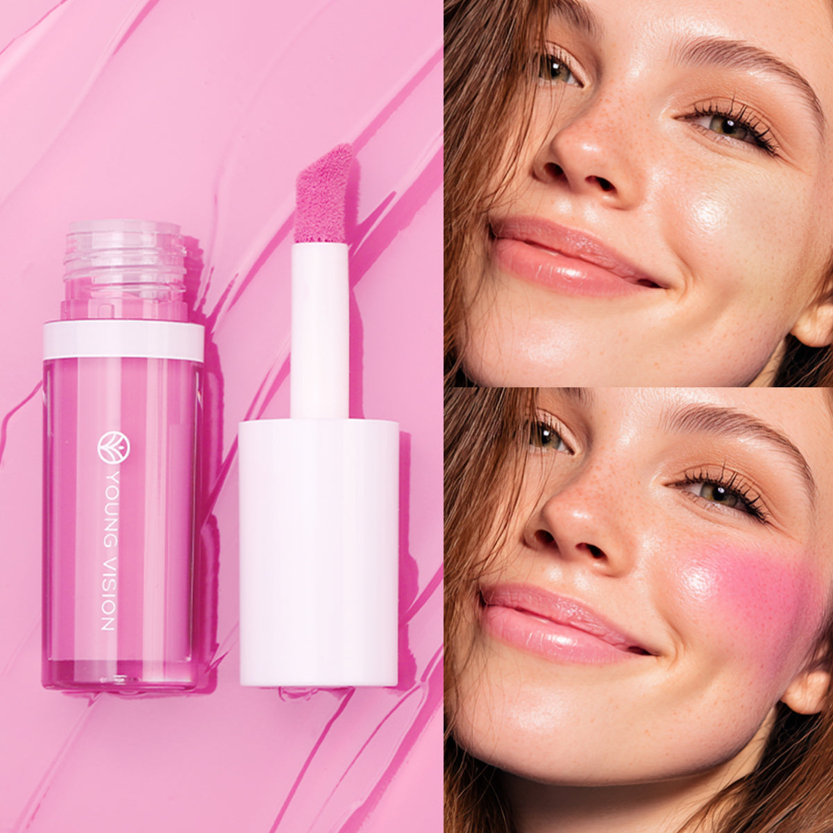 3 Colors Lightweight Moisturizing Liquid Blush for Lips & Cheeks Highlighting & Color Showing Blush